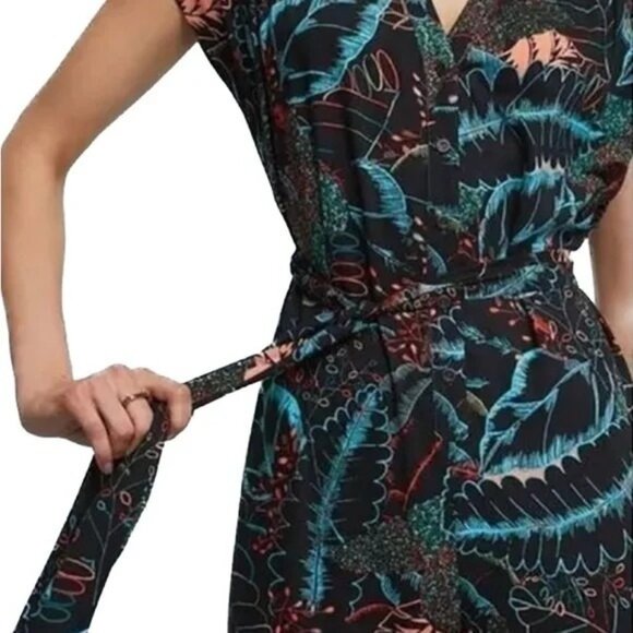 Anthropologie Black and Blue Floral Jumpsuit - Picture 10 of 11